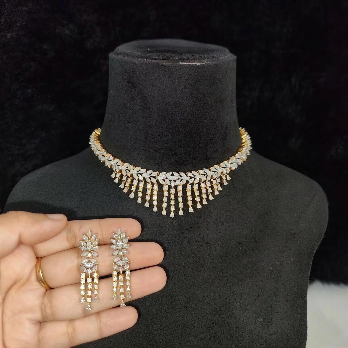 Gold Plated American Diamond Necklace Set