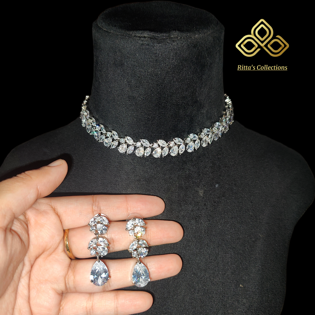 Ritta's Collections Exclusive American Diamond Necklace with Earrings