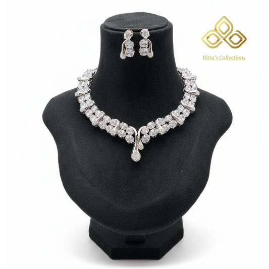 Stunning American Diamond Necklace with Earrings