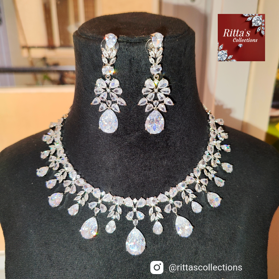 American Diamond Necklace with Earrings