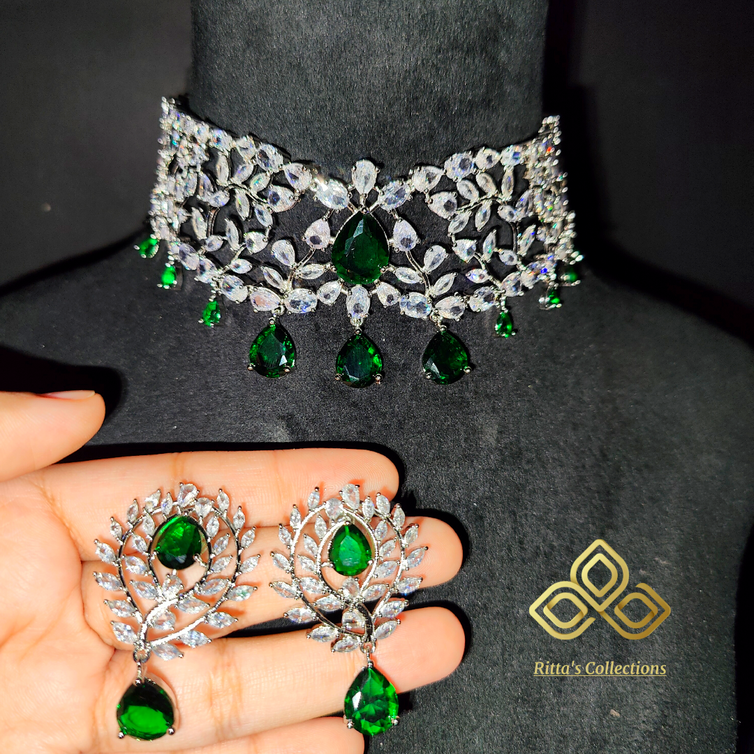 Radhika Merchant Inspired American Diamond Chokar With Earrings
