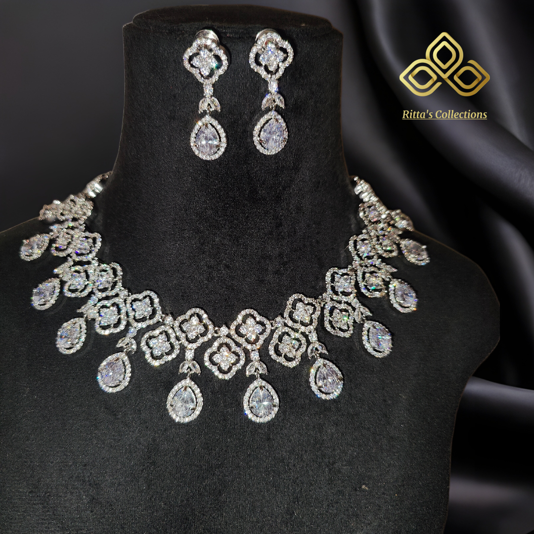 Beautiful American Diamond Necklace with Earrings