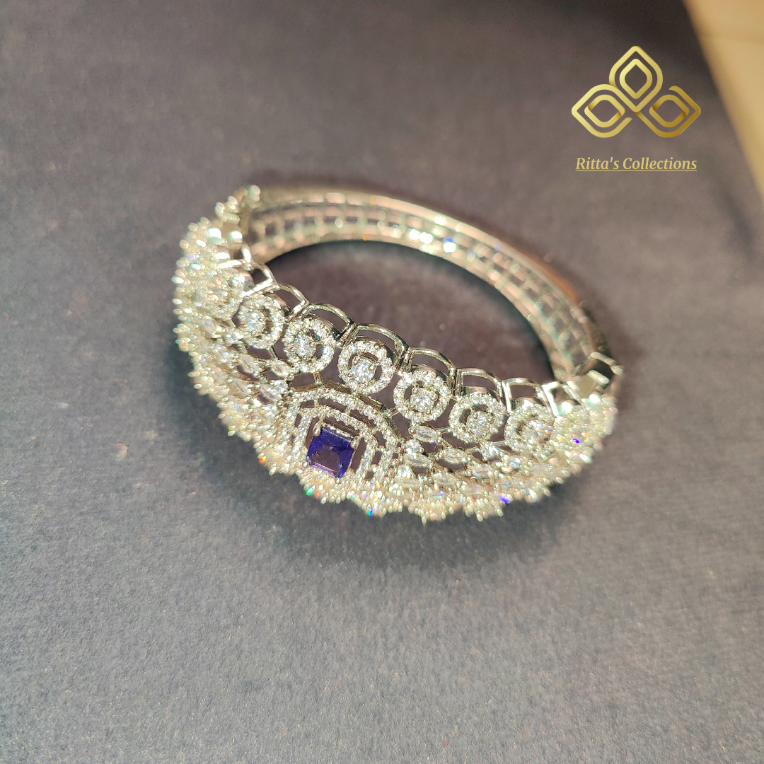 Purple American Diamond Openable Bracelet Kada