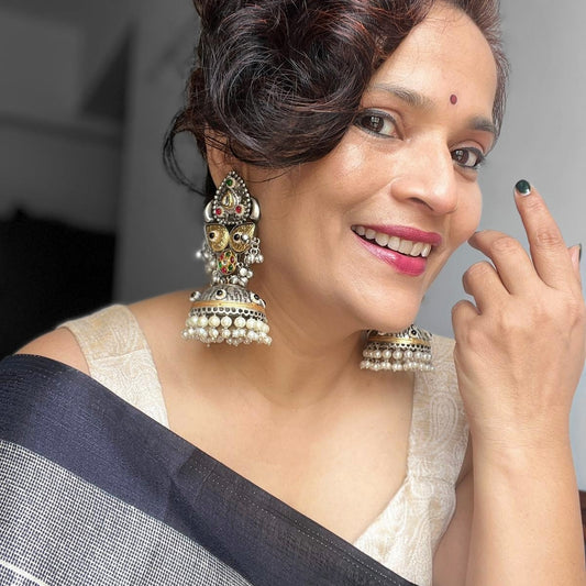 ANOKHI, German Silver Dual Tone Earrings