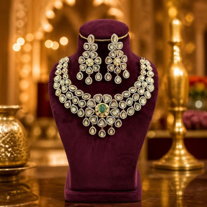 Traditional American Diamond Necklace with Earrings