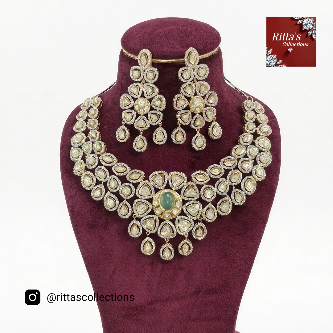 Traditional American Diamond Necklace with Earrings
