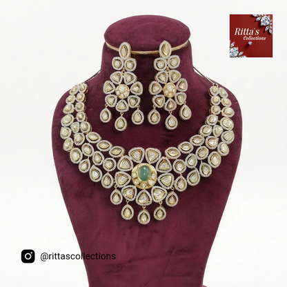 Traditional American Diamond Necklace with Earrings