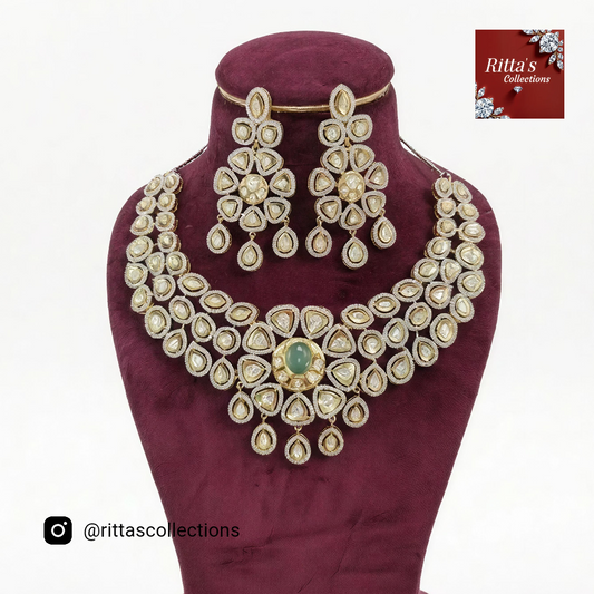 Traditional American Diamond Necklace with Earrings