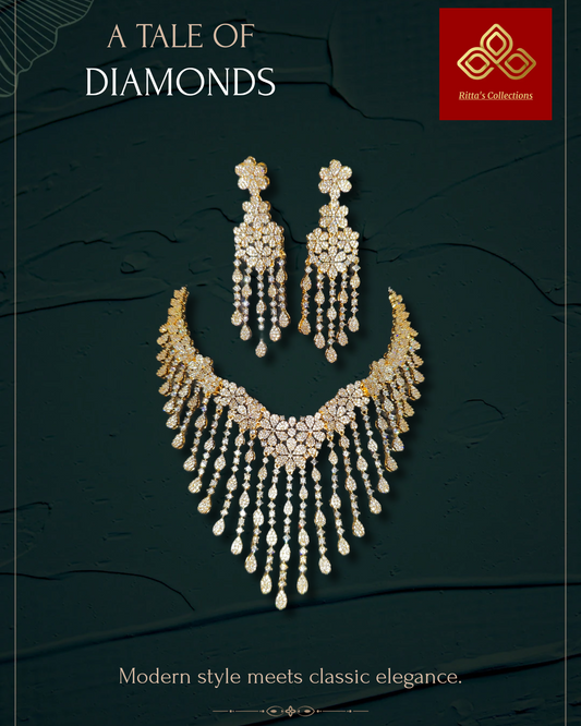 Premium American Diamond Necklace with earrings