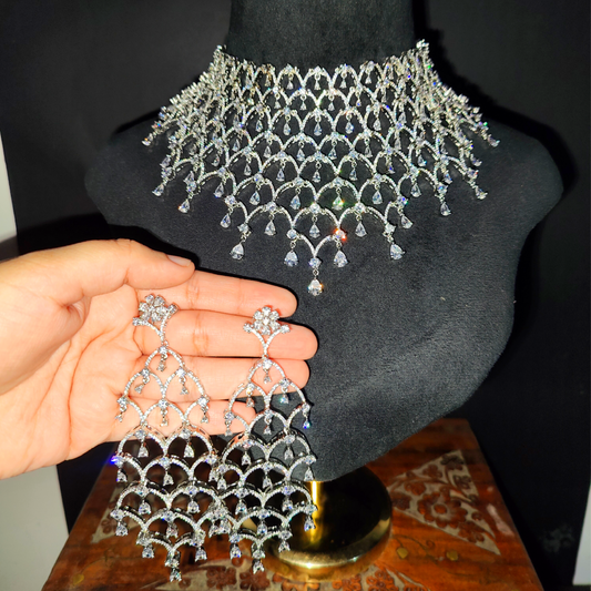 Exclusive Designer American Diamond Necklace with Earrings