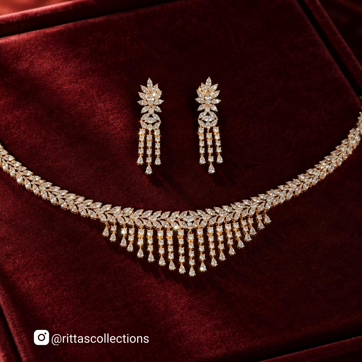 Gold Plated American Diamond Necklace Set