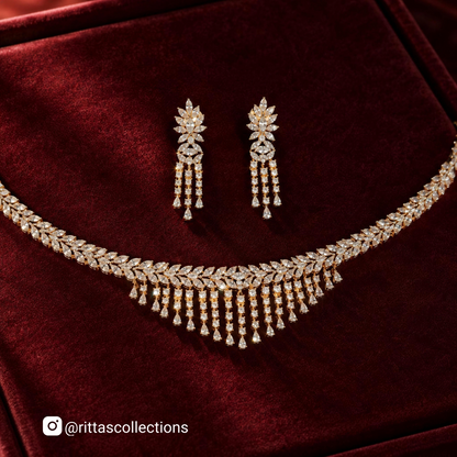 Gold Plated American Diamond Necklace Set