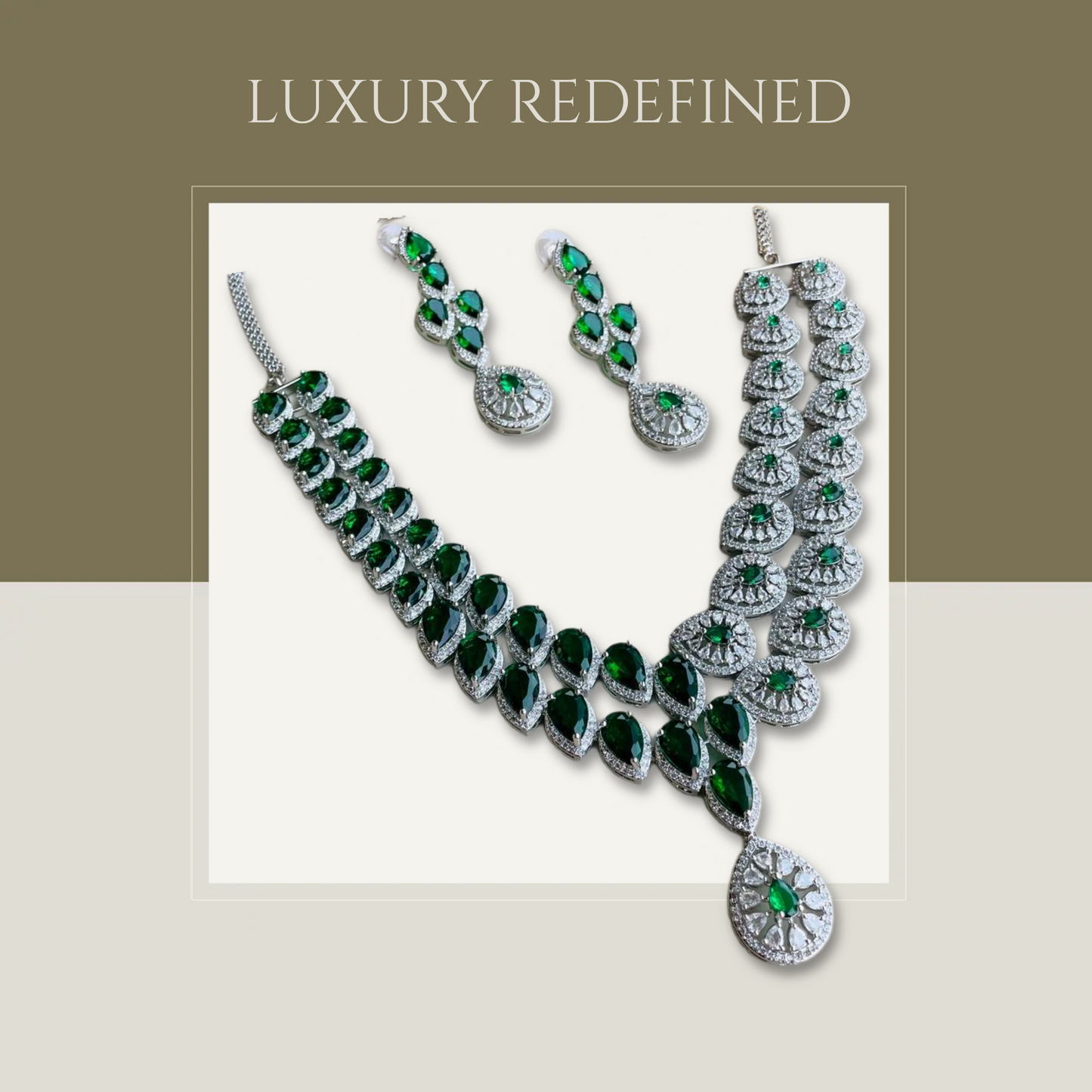 Emerald Green American Diamond Necklace