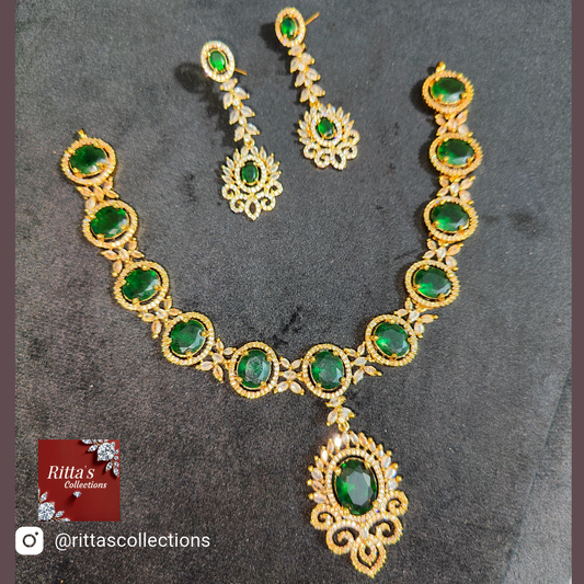 Rittas Collections American Diamond Necklace with Earrings