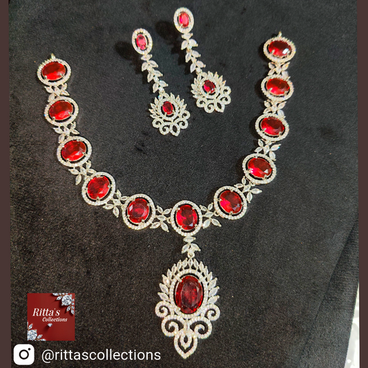Rittas Collections American Diamond Necklace with Earrings