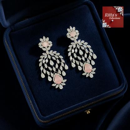 Baby Pink American Diamond Earrings