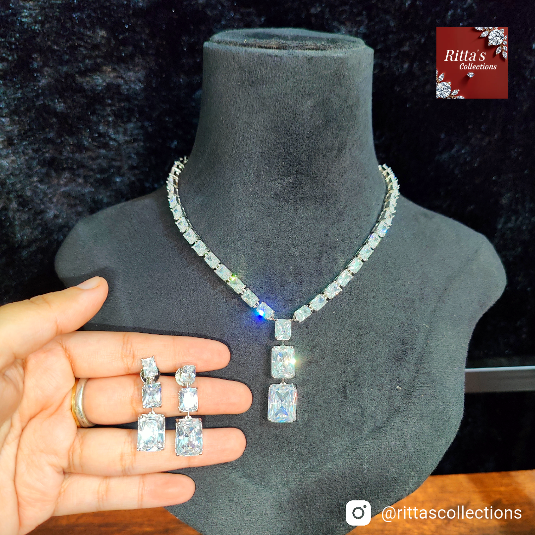 American Diamond Necklace with Earrings