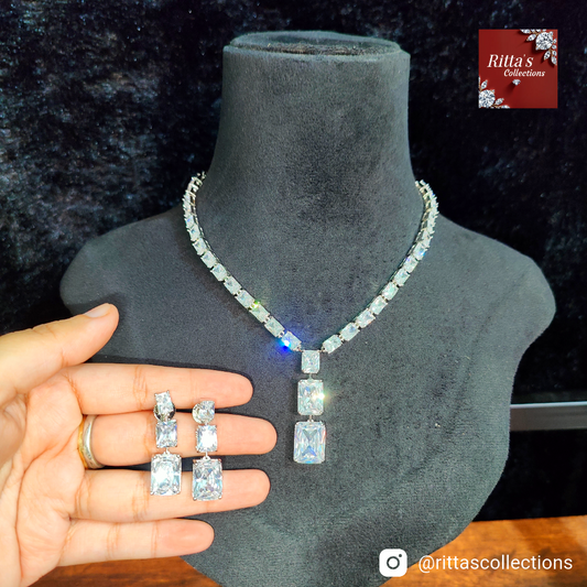 American Diamond Necklace with Earrings