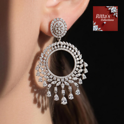 Chandbali Style American Diamond Earrings, Ritta's EarLuxe