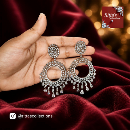 Chandbali Style American Diamond Earrings, Ritta's EarLuxe