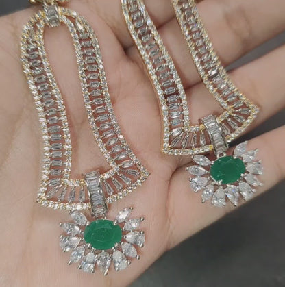 Ritta's EarLuxe dual tone Ganga Jamuna Polish American Diamond Earrings