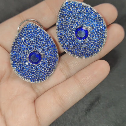 Premium Blue American Diamond Studs Earrings with Invincible Setting