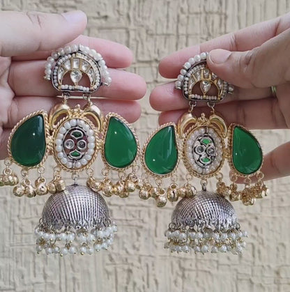 German Silver Jhumka, Dual Tone