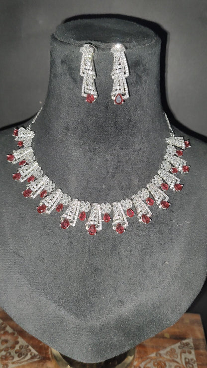 Red American Diamond Necklace
