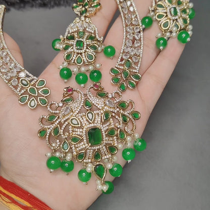 Emerald Green Traditional Necklace with Earrings