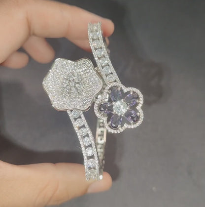 Purple American Diamond Openable Kada Bracelet