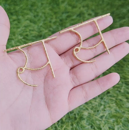 Golden Brass Alphabet स Stud Earrings