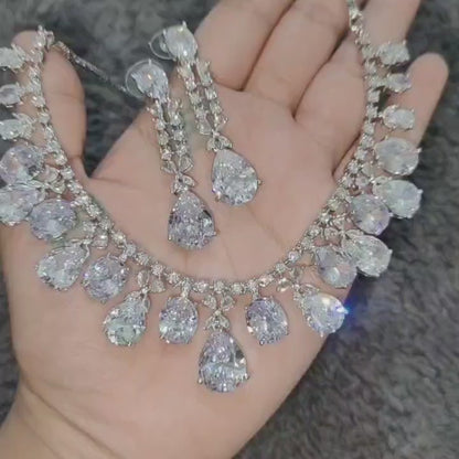 AAA Quality American Diamond Necklace with Earrings