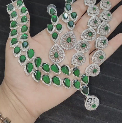 Emerald Green American Diamond Necklace
