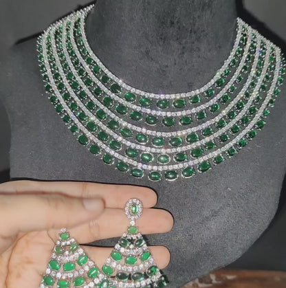 5 Layer Emerald Green AD Necklace