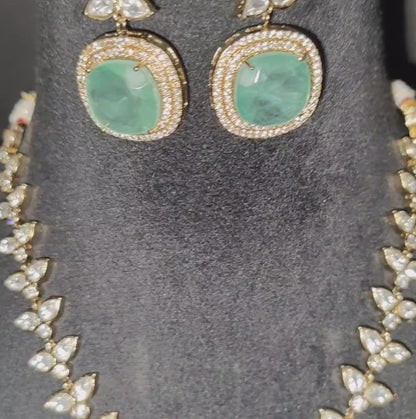 Mint Green Doublet Necklace with Earrings