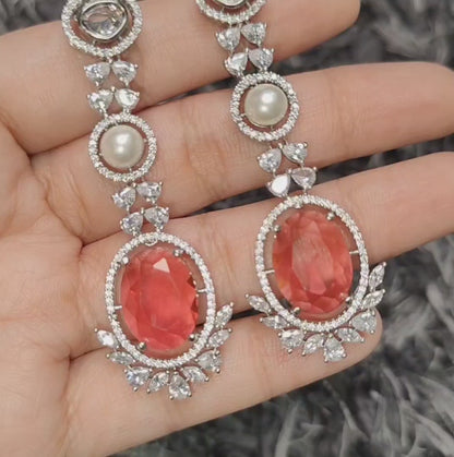 Red American Diamond Earrings