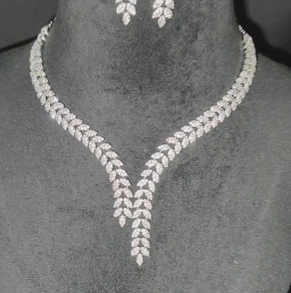 Elegant American Diamond Necklace with Earrings