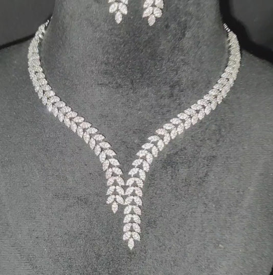 Elegant American Diamond Necklace with Earrings