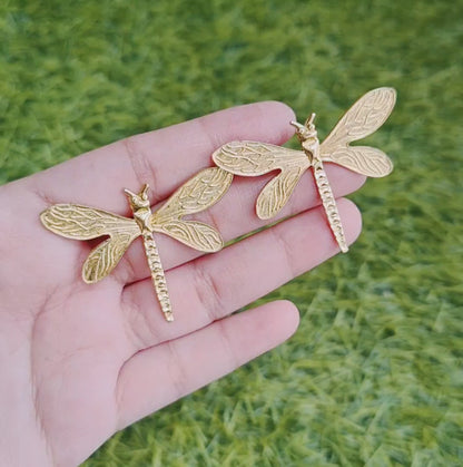 Dragon Fly Golden Brass Studs Earrings