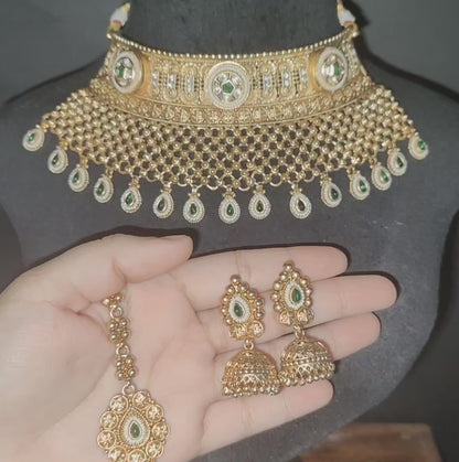 Rajwadi Choker with Earrings & Maangtikka