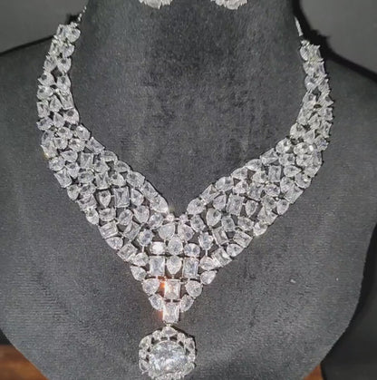 Exclusive American Diamond Necklace with Earrings