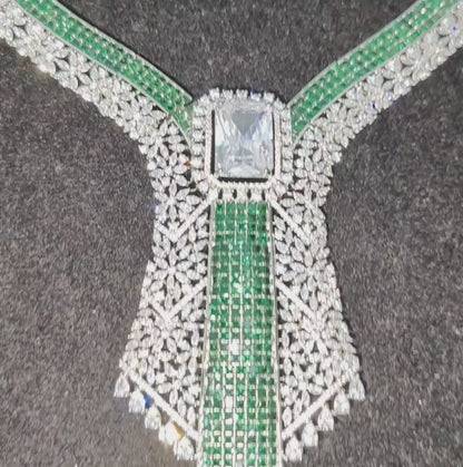 Exclusive Statement American Diamond Necklace with Earrings