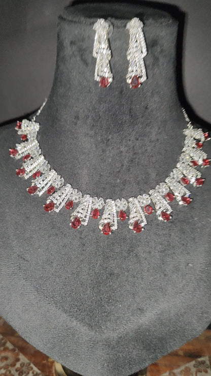 Red American Diamond Necklace
