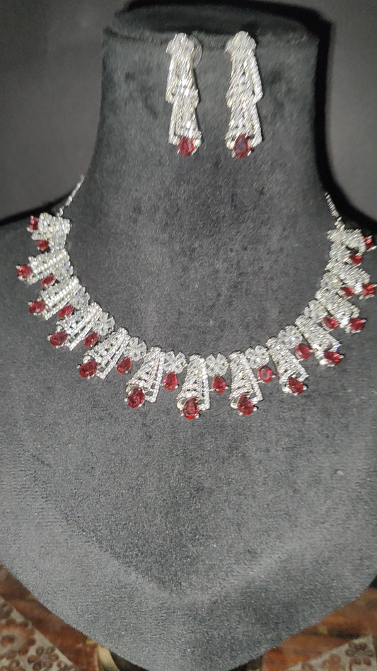 Red American Diamond Necklace