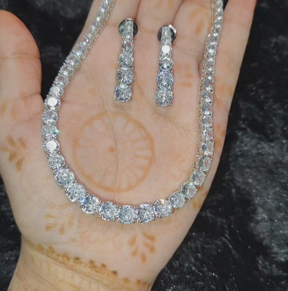 Ritta's Solitaire American Diamond Necklace with Earrings, A Must Buy, swipe for video