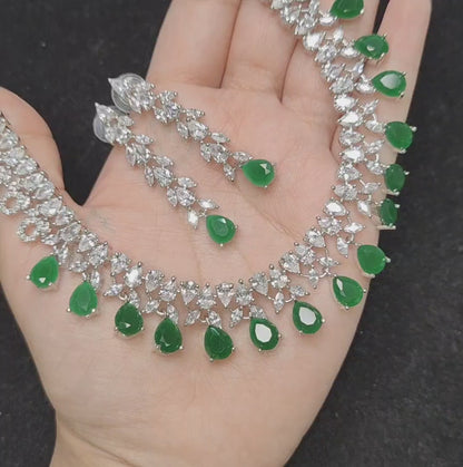 Emerald Green American Diamond Necklace