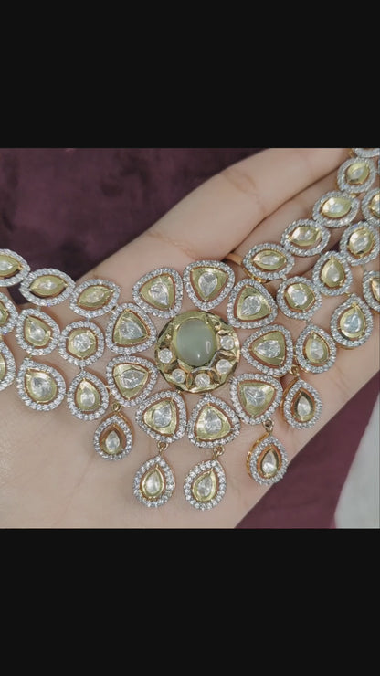 Traditional American Diamond Necklace with Earrings
