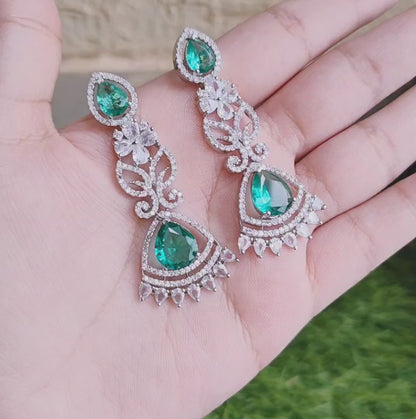 Rama Green American Diamond Earrings