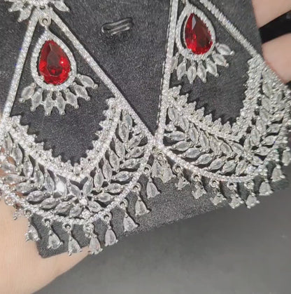 Red American Diamond Earrings