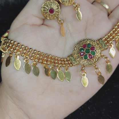 Golden Choker Set with Earrings